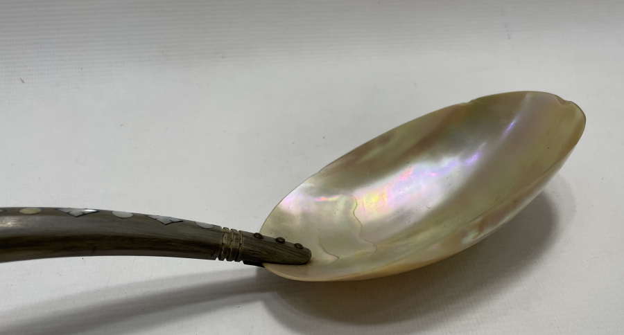 OSMANLI DÖNEMİ SEDEF VE BOYNUZDAN MAMUL TEKKE İŞİ BÜYÜK BOY HOŞAF KAŞIĞI