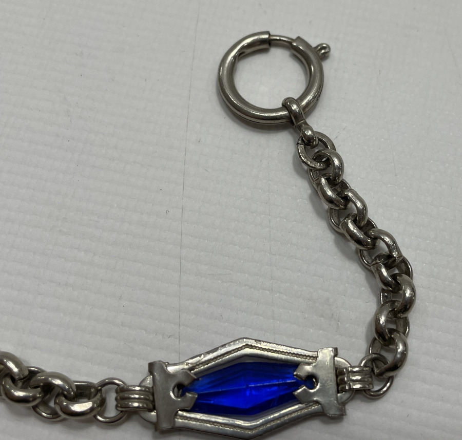 ÜZERİ DOĞAL TAŞLI ANTİKA GÜMÜŞ CEP SAATİ KÖSTEĞİ