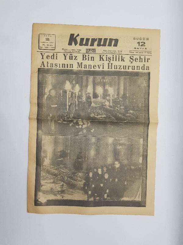 ATATÜRK'ÜN VEFAT HABERLERİ: 18 KASIM 1938 KURUN GAZETESİ
