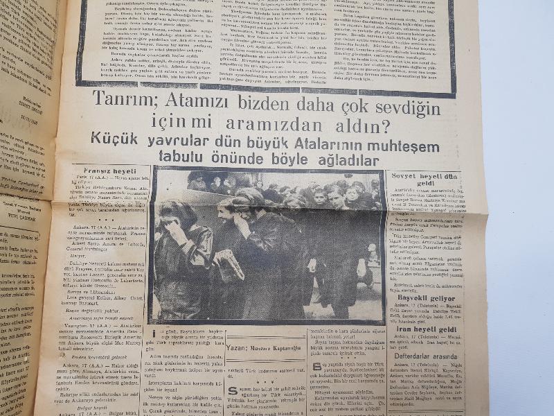 ATATÜRK'ÜN VEFAT HABERLERİ: 18 KASIM 1938 KURUN GAZETESİ