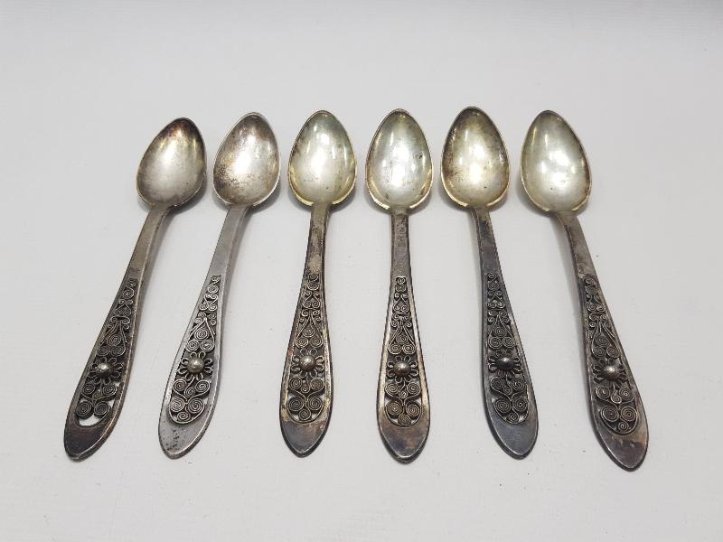 OSMANLI DÖNEMİ İZMİR İŞİ GÜMÜŞ TATLI KAŞIĞI SETİ 