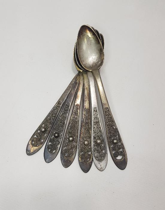 OSMANLI DÖNEMİ İZMİR İŞİ GÜMÜŞ TATLI KAŞIĞI SETİ 