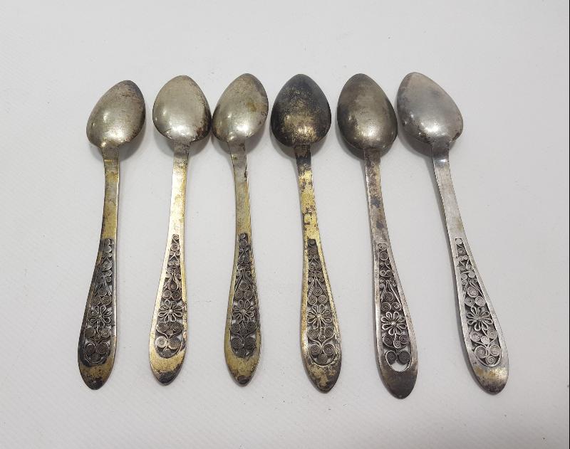 OSMANLI DÖNEMİ İZMİR İŞİ GÜMÜŞ TATLI KAŞIĞI SETİ 