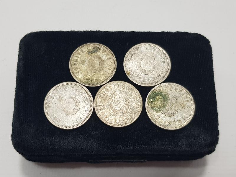 1947 YILINA AİT 5 ADET GÜMÜŞ 50 KURUŞ