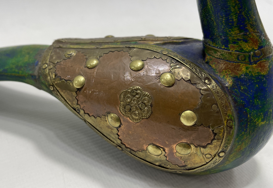 OSMANLI DÖNEMİ TAMAMI EL İŞÇİLİĞİ AHŞAP ÜZERİ METAL İŞLEMELİ OYUNCAK KUŞ