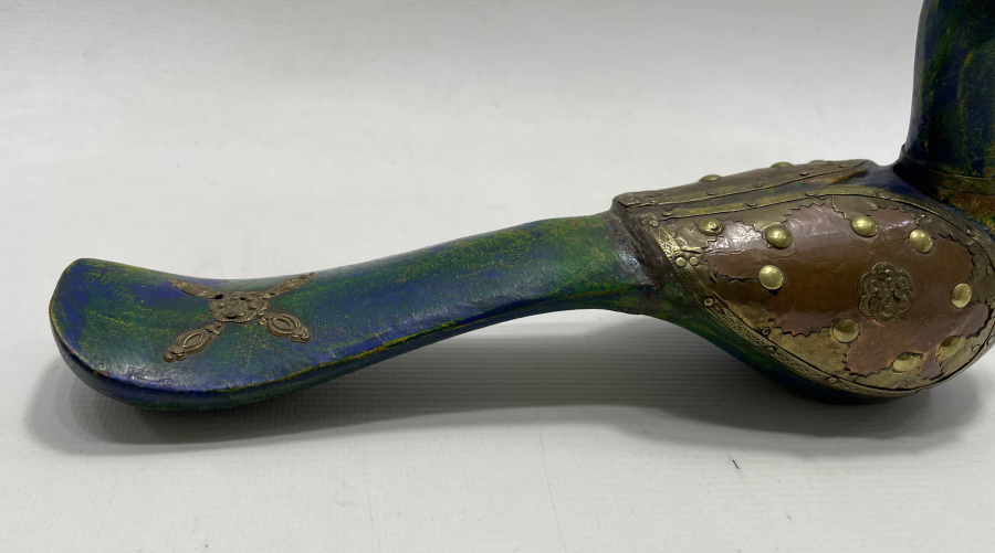 OSMANLI DÖNEMİ TAMAMI EL İŞÇİLİĞİ AHŞAP ÜZERİ METAL İŞLEMELİ OYUNCAK KUŞ