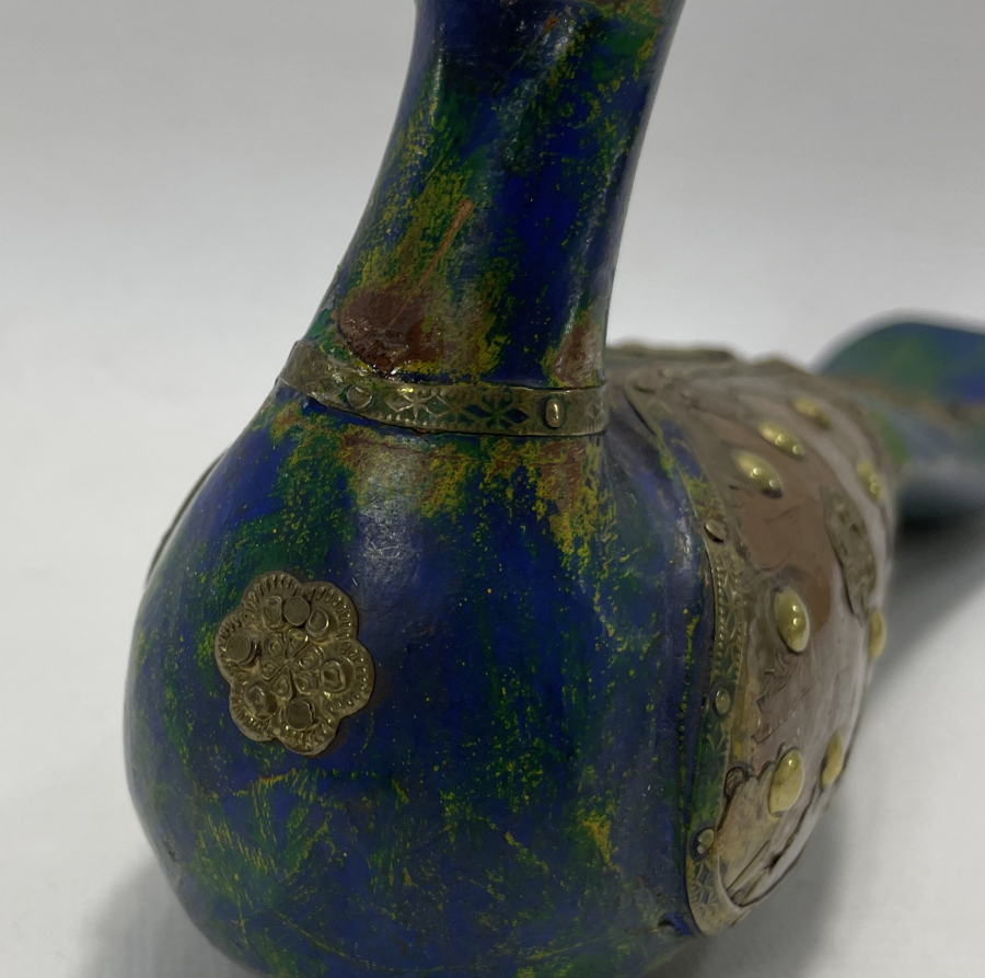 OSMANLI DÖNEMİ TAMAMI EL İŞÇİLİĞİ AHŞAP ÜZERİ METAL İŞLEMELİ OYUNCAK KUŞ