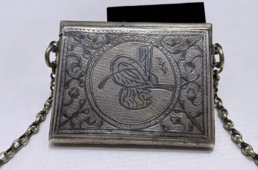 OSMANLI DÖNEMİ İÇİNDE DUASI İLE BERABER SAVATLI VE GÜMÜŞTEN MAMUL KUVVACI - ASKER HAMAYILI