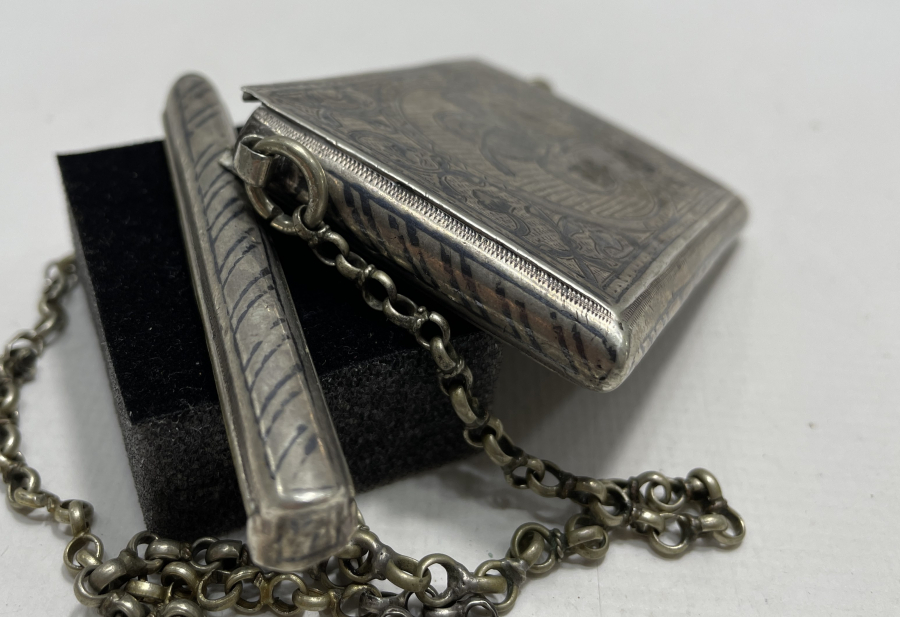 OSMANLI DÖNEMİ İÇİNDE DUASI İLE BERABER SAVATLI VE GÜMÜŞTEN MAMUL KUVVACI - ASKER HAMAYILI