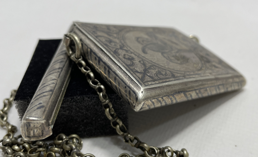 OSMANLI DÖNEMİ İÇİNDE DUASI İLE BERABER SAVATLI VE GÜMÜŞTEN MAMUL KUVVACI - ASKER HAMAYILI