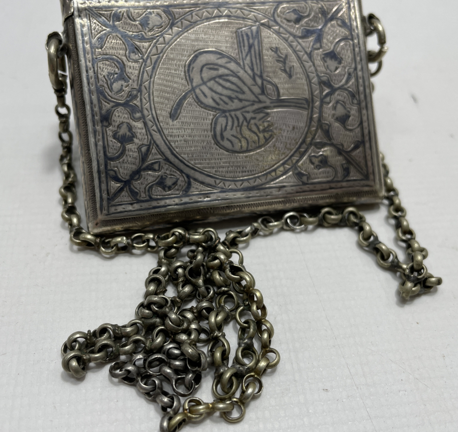 OSMANLI DÖNEMİ İÇİNDE DUASI İLE BERABER SAVATLI VE GÜMÜŞTEN MAMUL KUVVACI - ASKER HAMAYILI