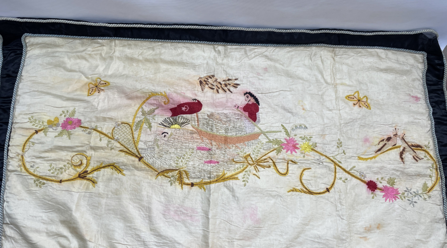 OSMANLI DÖNEMİ DENİZCİLİKLE İLGİLİ İPEK VE GÜMÜŞ SIRMA İŞÇİLİKLİ BÜYÜK BOY EL İŞLEME PANO