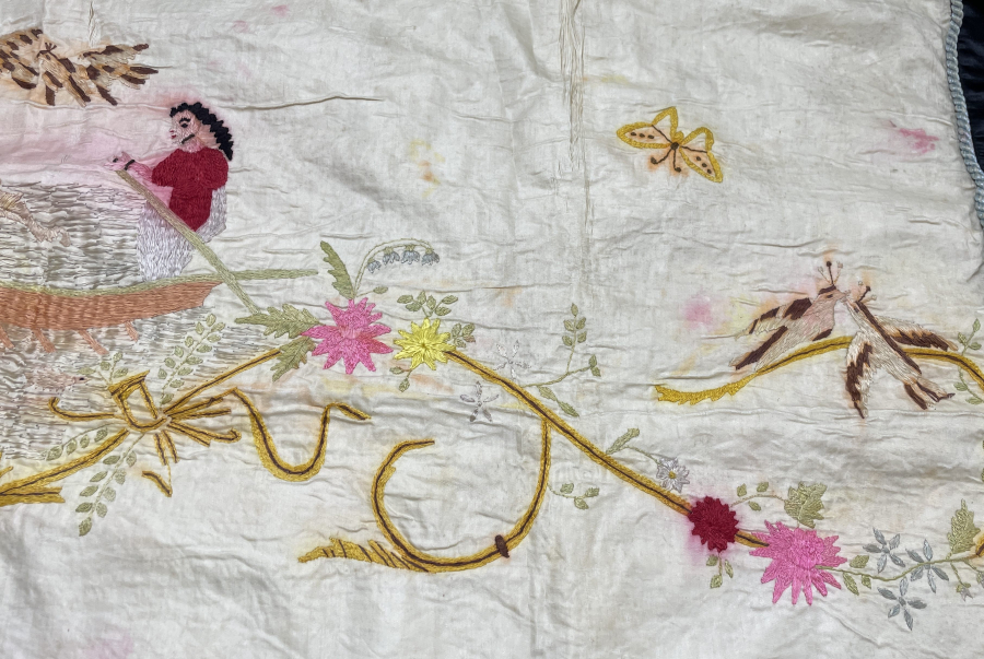 OSMANLI DÖNEMİ DENİZCİLİKLE İLGİLİ İPEK VE GÜMÜŞ SIRMA İŞÇİLİKLİ BÜYÜK BOY EL İŞLEME PANO