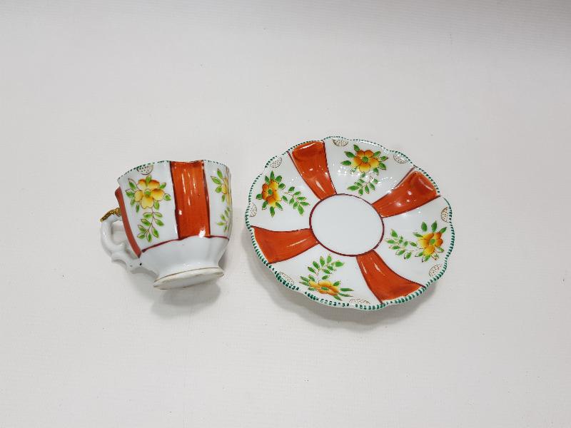 OSMANLI DÖNEMİ EL BOYAMA PORSELEN KAHVE FİNCANI 