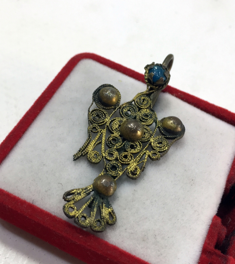 OSMANLI DÖNEMİ GÜMÜŞTEN MAMUL KARTAL FORMUNDA  ÇERKES İŞİ FES SÜSÜ