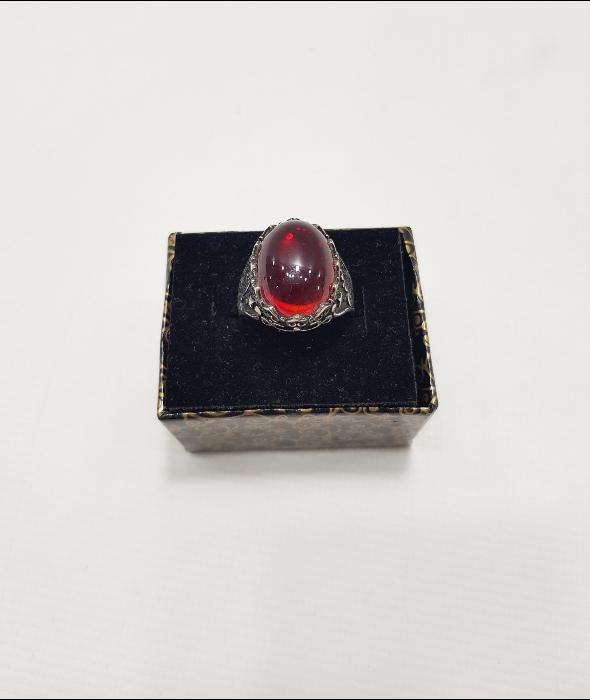 YAKUT TAŞLI GÜMÜŞ ERKEK YÜZÜĞÜ 