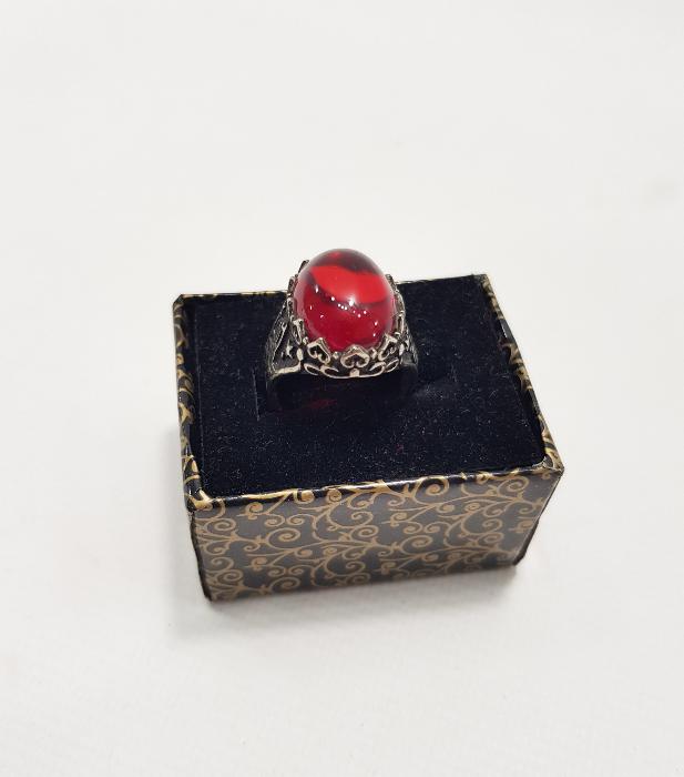 YAKUT TAŞLI GÜMÜŞ ERKEK YÜZÜĞÜ 