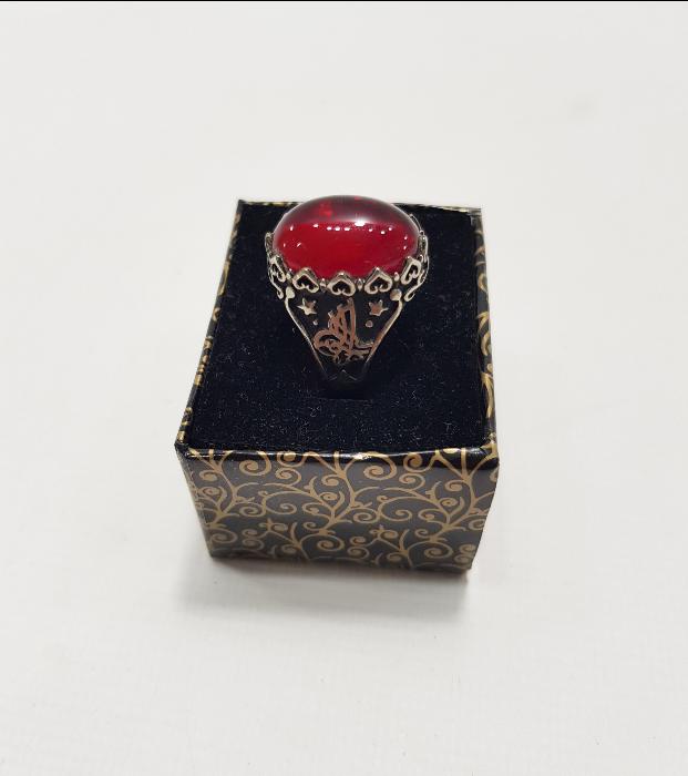 YAKUT TAŞLI GÜMÜŞ ERKEK YÜZÜĞÜ 