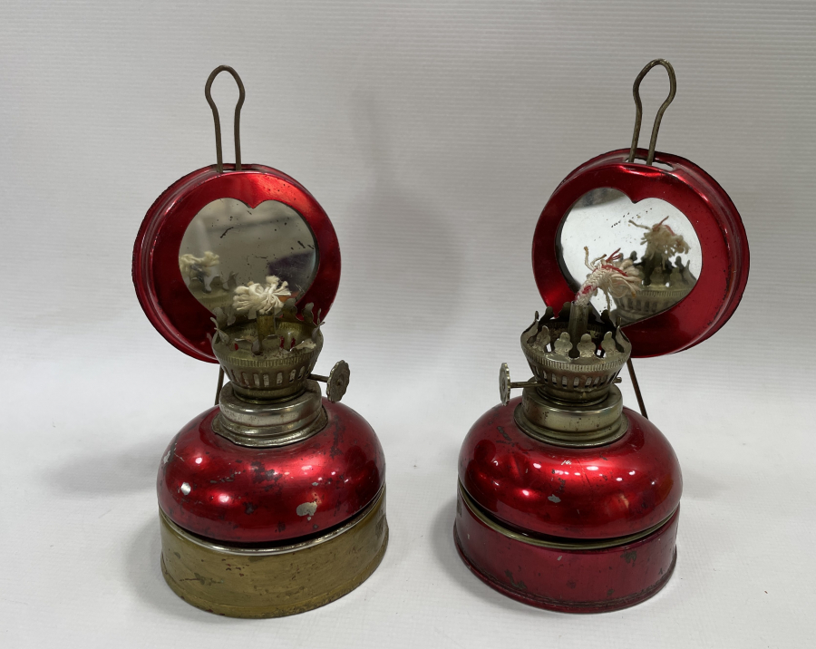 2 ADET ÇİL KONDİSYONDA AYNALI GAZ LAMBASI