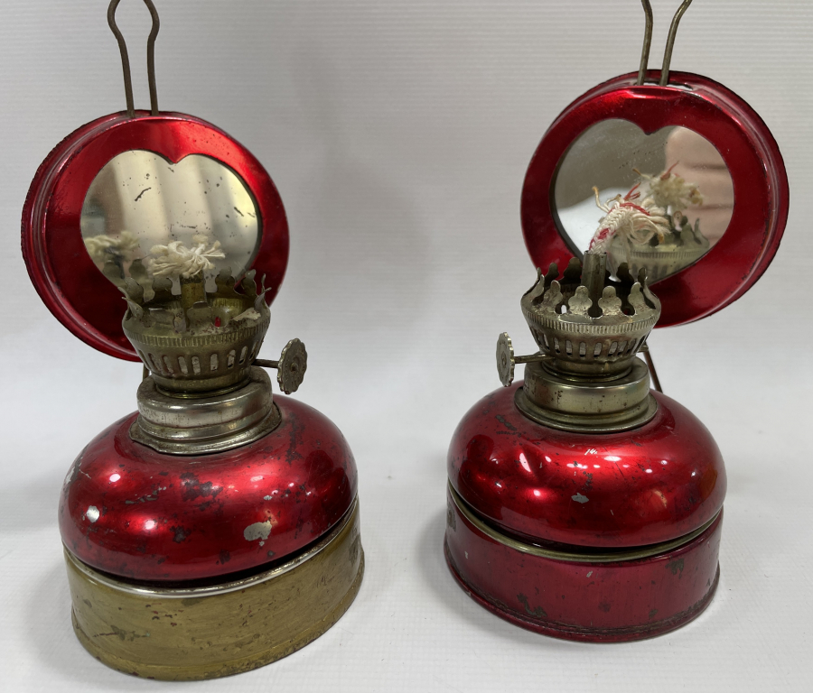 2 ADET ÇİL KONDİSYONDA AYNALI GAZ LAMBASI