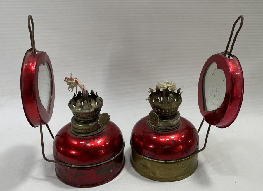 2 ADET ÇİL KONDİSYONDA AYNALI GAZ LAMBASI