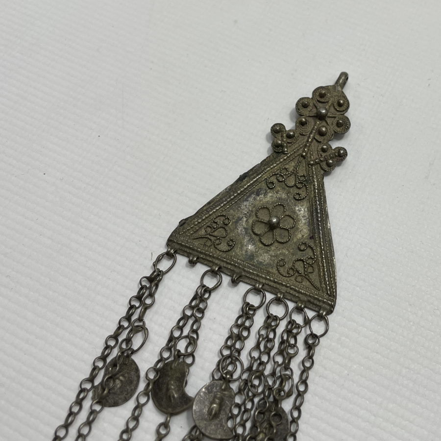 OSMANLI DÖNEMİ KAZ AYAĞI DAMGALI GÜMÜŞ FES SÜSÜ