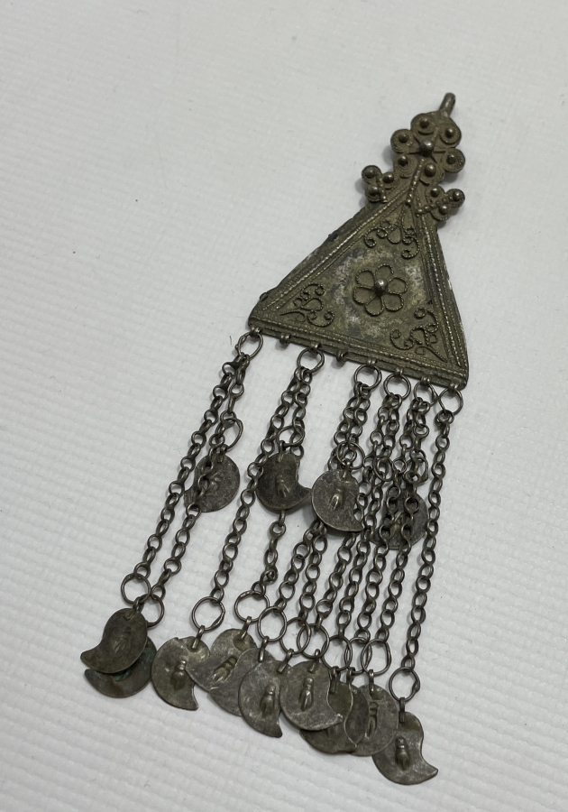 OSMANLI DÖNEMİ KAZ AYAĞI DAMGALI GÜMÜŞ FES SÜSÜ