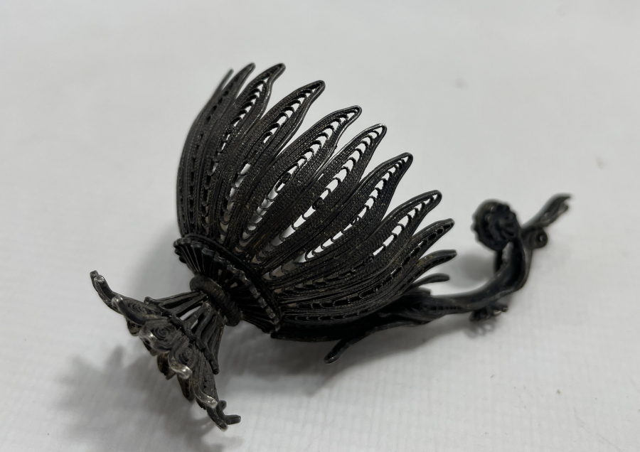 OSMANLI DÖNEMİ SAF GÜMÜŞTEN MAMUL TELKARİ İŞÇİLİKLİ FİNCAN ZARFI