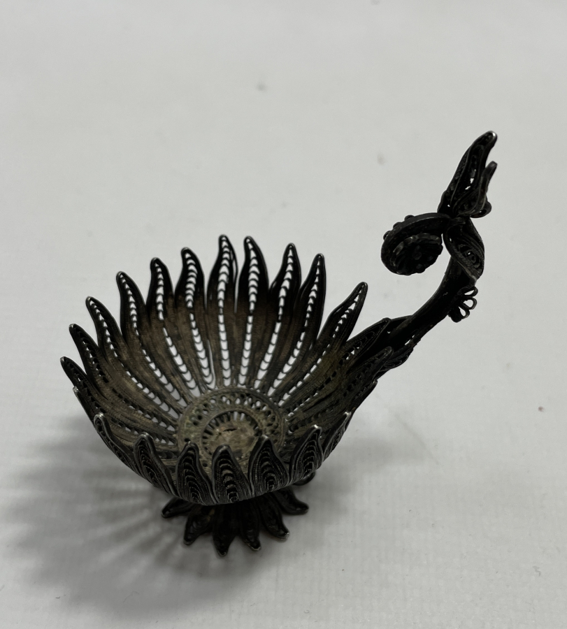 OSMANLI DÖNEMİ SAF GÜMÜŞTEN MAMUL TELKARİ İŞÇİLİKLİ FİNCAN ZARFI