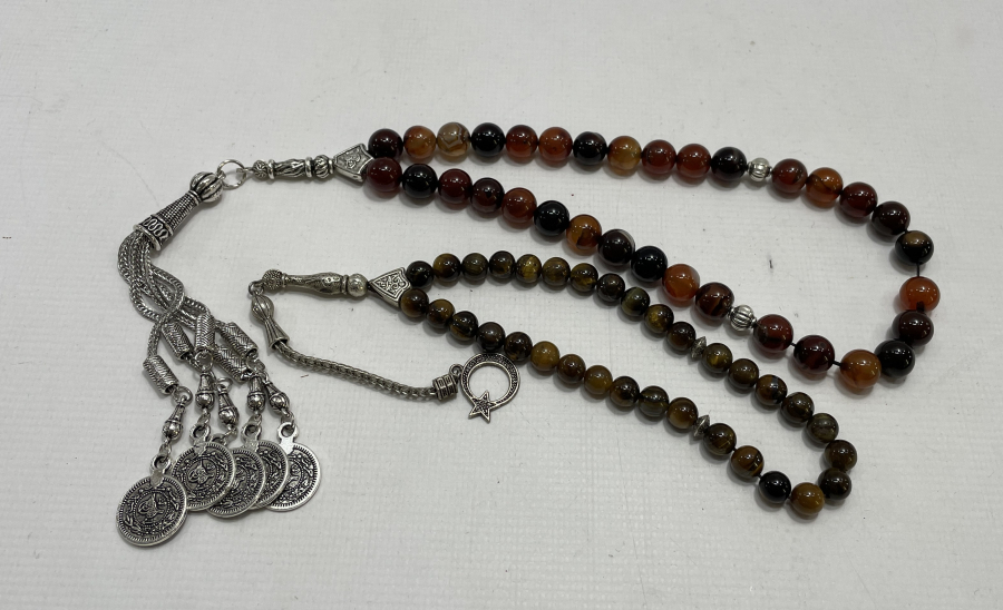 KAPLAN GÖZÜ VE AKİK TAŞLI 2 ADET TESBİH