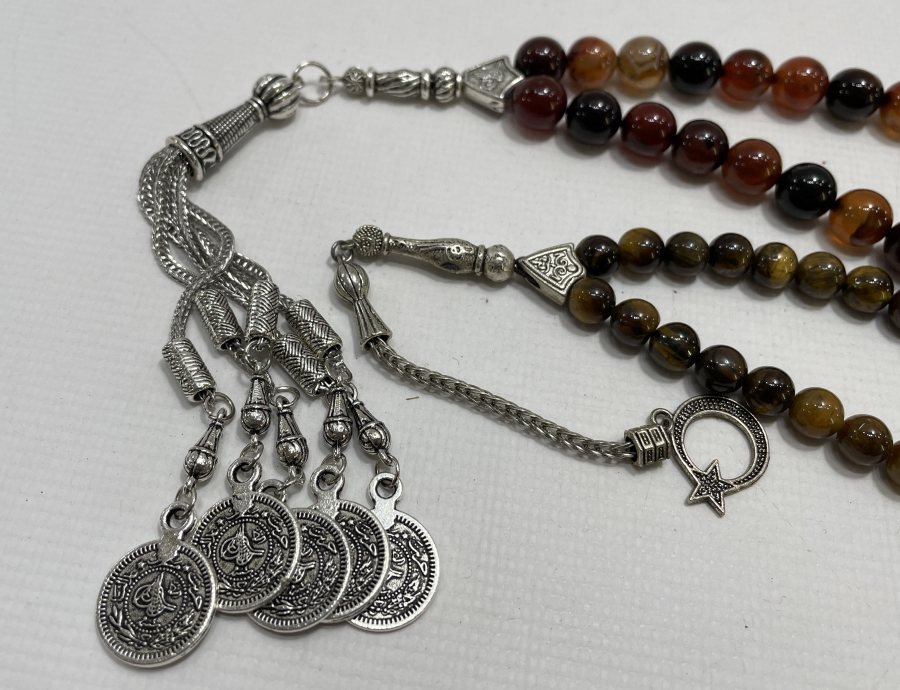 KAPLAN GÖZÜ VE AKİK TAŞLI 2 ADET TESBİH