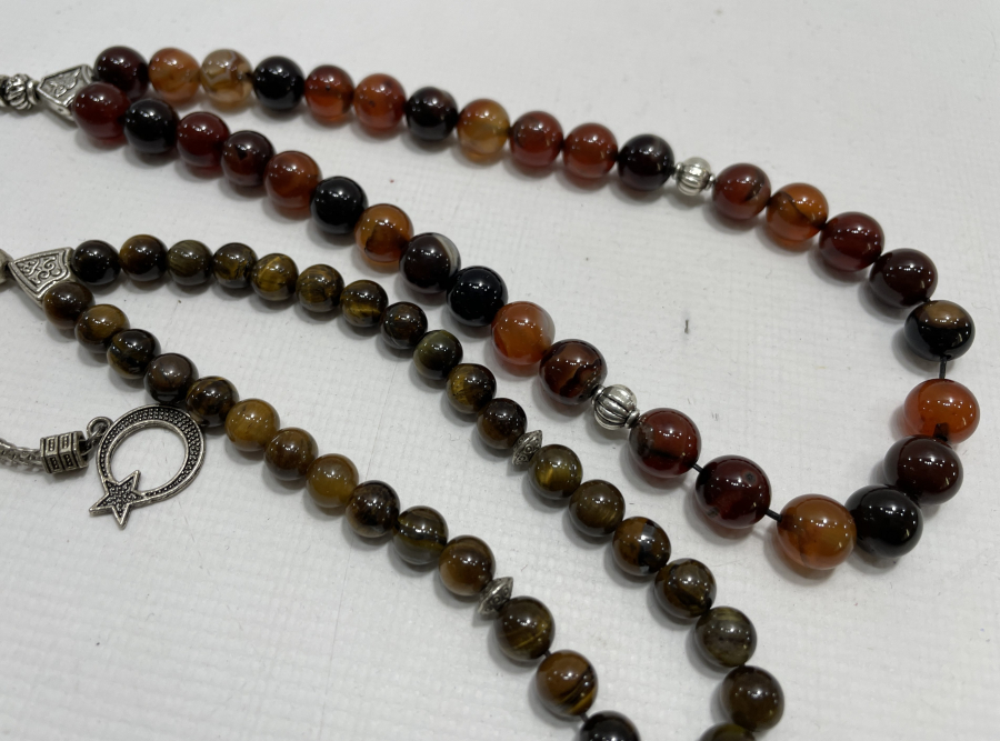 KAPLAN GÖZÜ VE AKİK TAŞLI 2 ADET TESBİH