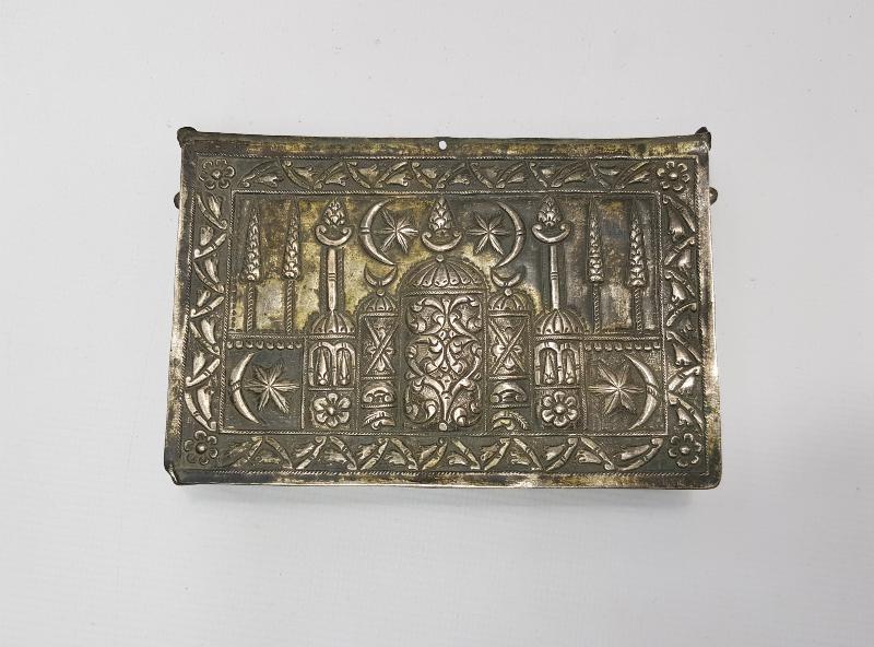 OSMANLI DÖNEMİ ÜZERİ AY YILDIZLI VE CAMİLİ GÜMÜŞ ENAM KABI