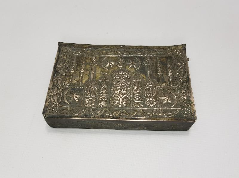 OSMANLI DÖNEMİ ÜZERİ AY YILDIZLI VE CAMİLİ GÜMÜŞ ENAM KABI