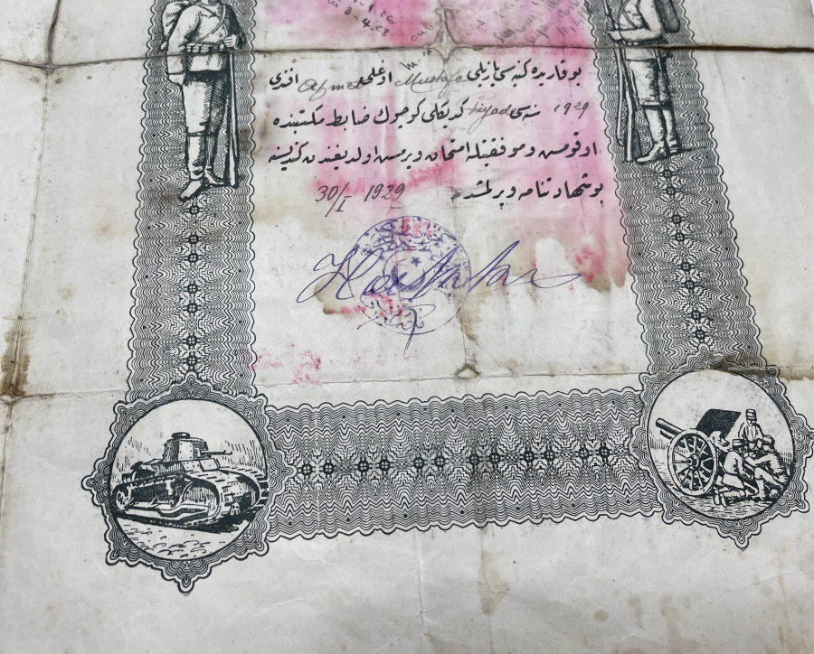 1929 TARİHLİ ÇOK NADİR ASKER KÜNYE EVRAKI