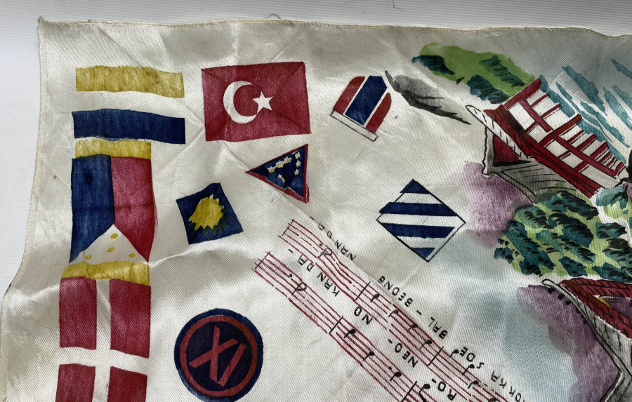 KORE SAVAŞI DÖNEMİ ÇOK NADİR İPEK İTTİFAK MENDİLİ