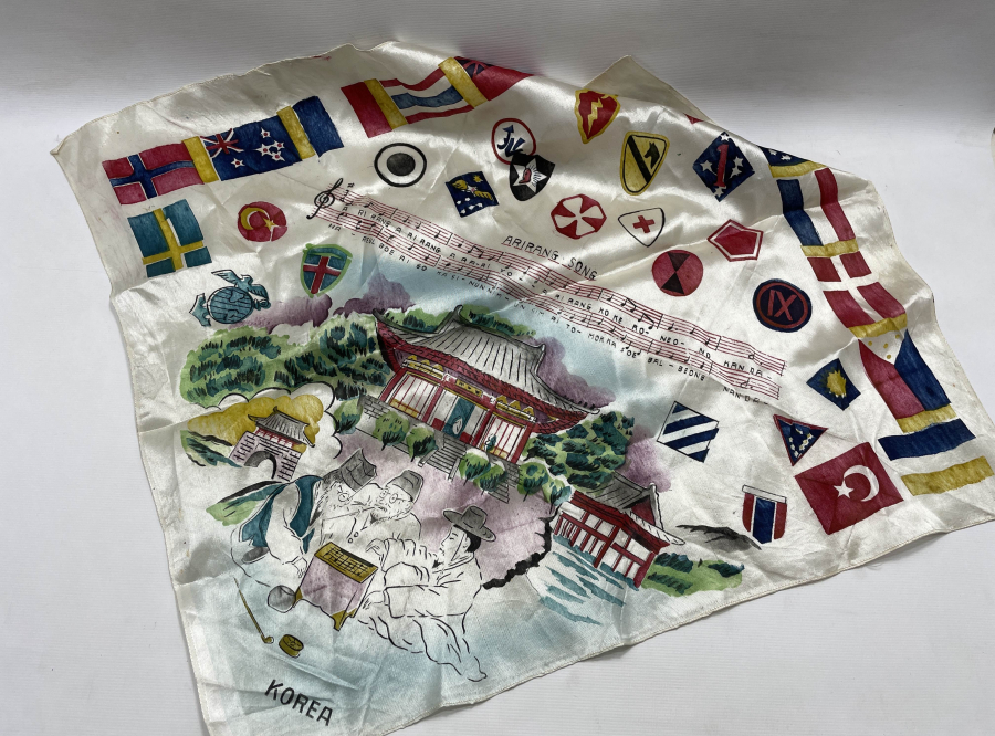 KORE SAVAŞI DÖNEMİ ÇOK NADİR İPEK İTTİFAK MENDİLİ