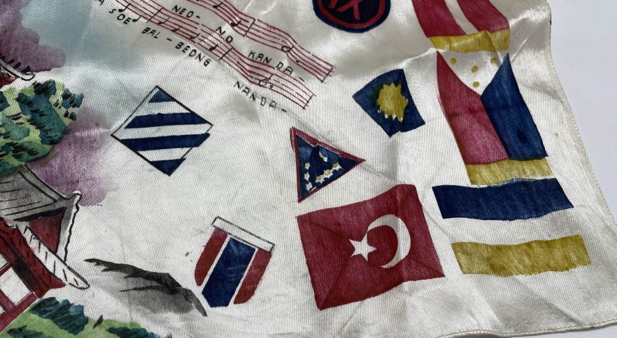 KORE SAVAŞI DÖNEMİ ÇOK NADİR İPEK İTTİFAK MENDİLİ