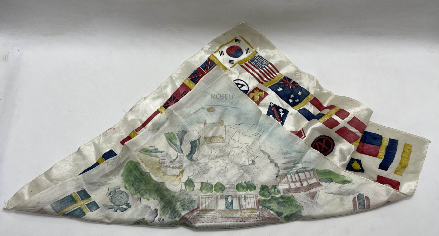 KORE SAVAŞI DÖNEMİ ÇOK NADİR İPEK İTTİFAK MENDİLİ