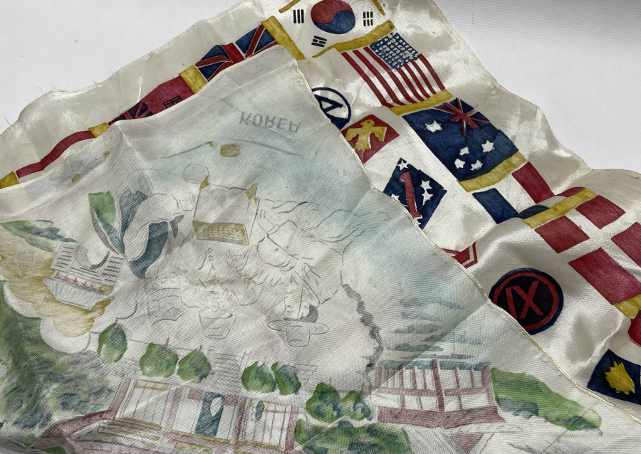 KORE SAVAŞI DÖNEMİ ÇOK NADİR İPEK İTTİFAK MENDİLİ