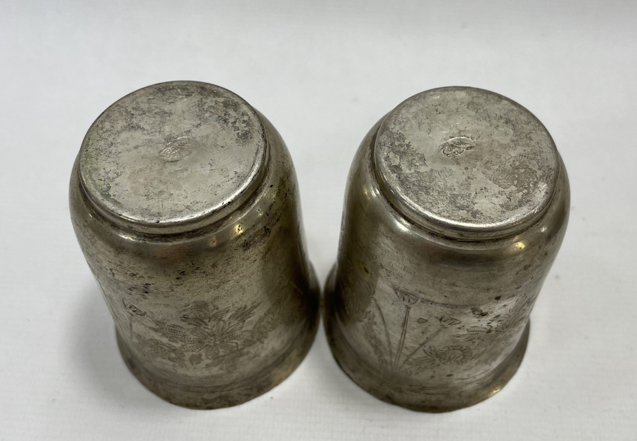 OSMANLI DÖNEMİ ALTI DAMGALI GÜMÜŞTEN MAMUL ESERİ İSTANBUL ÇİFT BARDAK