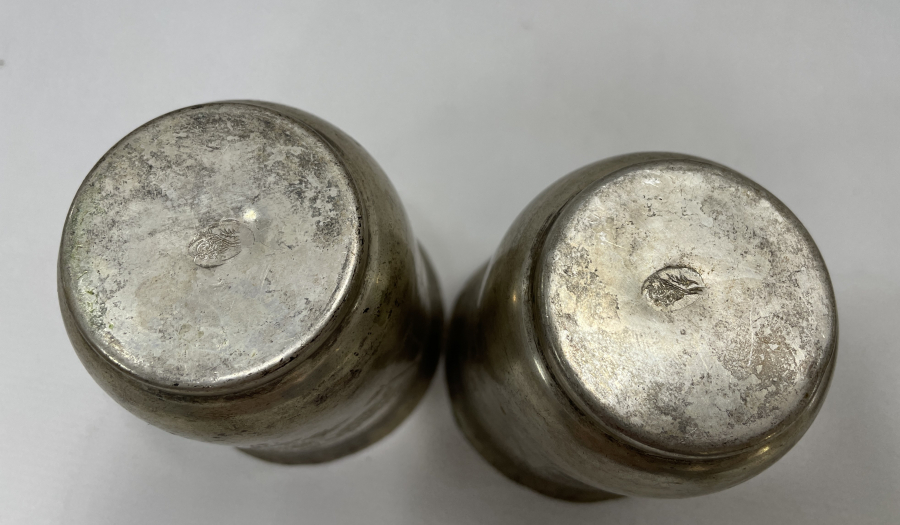 OSMANLI DÖNEMİ ALTI DAMGALI GÜMÜŞTEN MAMUL ESERİ İSTANBUL ÇİFT BARDAK