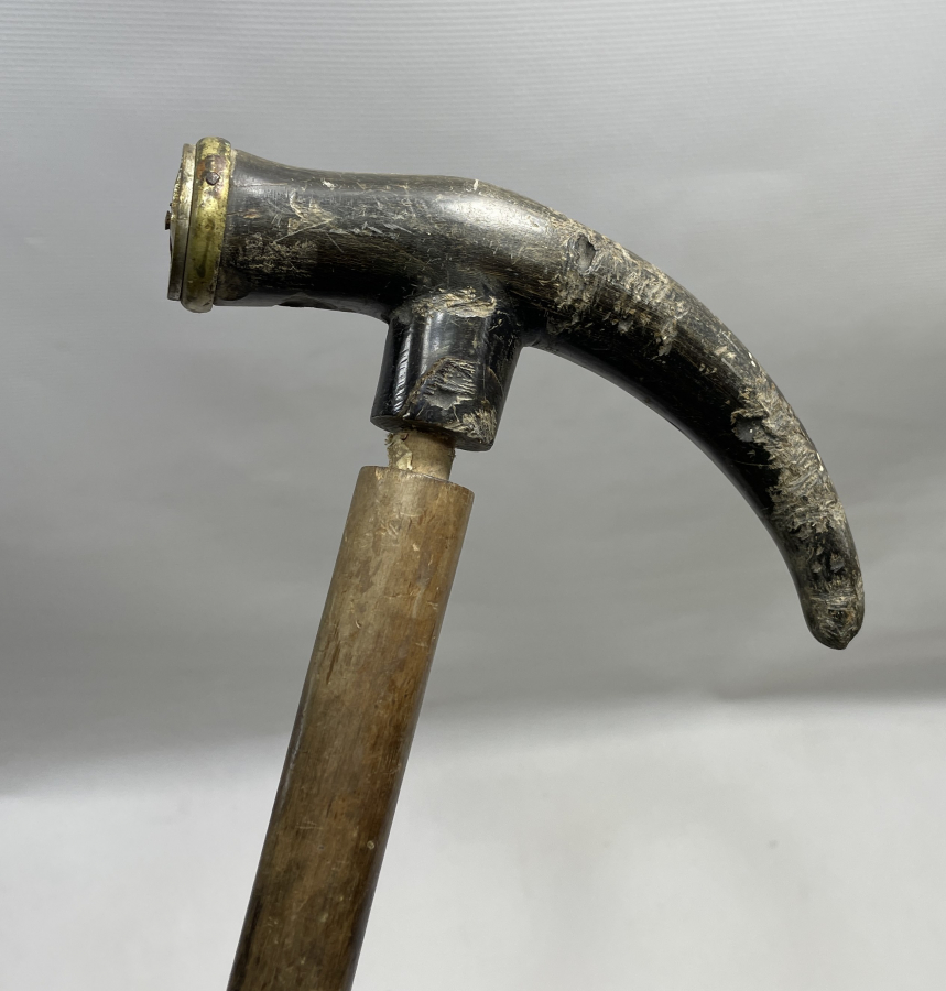 OSMANLI DÖNEMİ ÇOK NADİR TEBER FORMUNDA BOYNUZ DERVİŞ ASASI