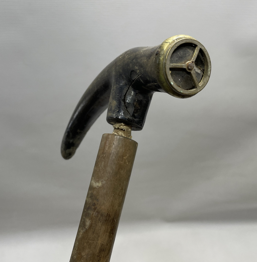 OSMANLI DÖNEMİ ÇOK NADİR TEBER FORMUNDA BOYNUZ DERVİŞ ASASI