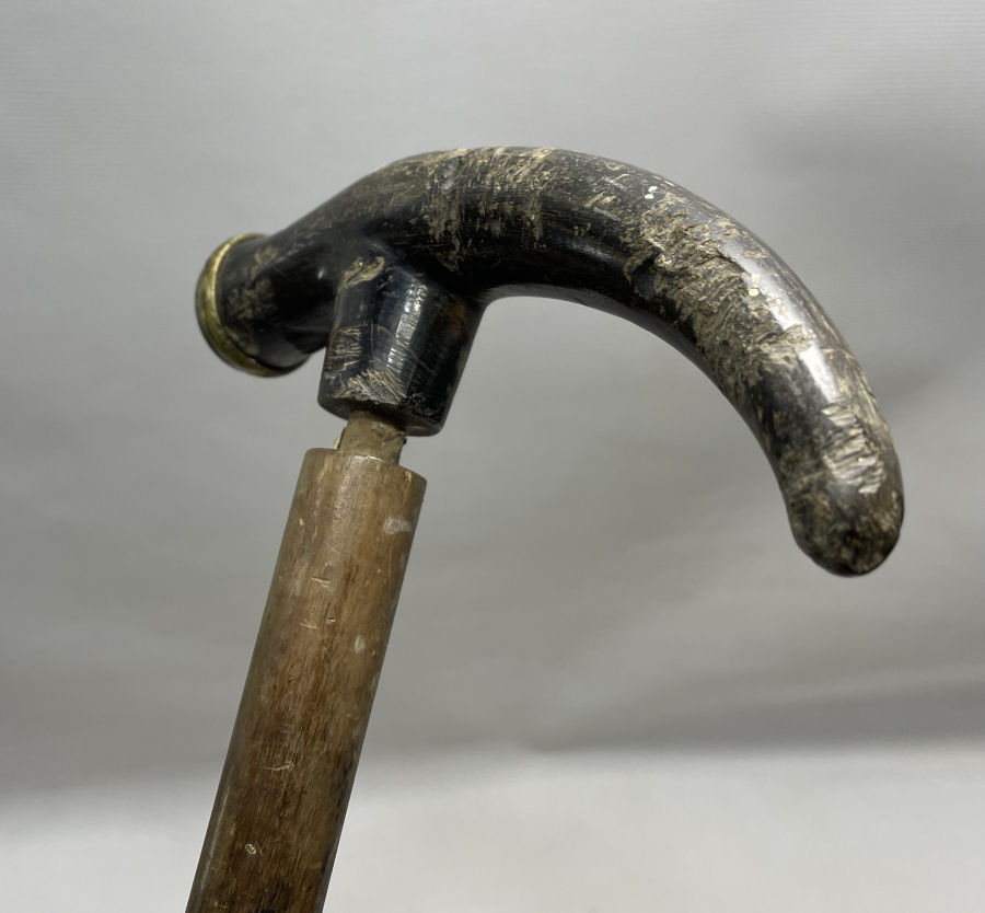 OSMANLI DÖNEMİ ÇOK NADİR TEBER FORMUNDA BOYNUZ DERVİŞ ASASI