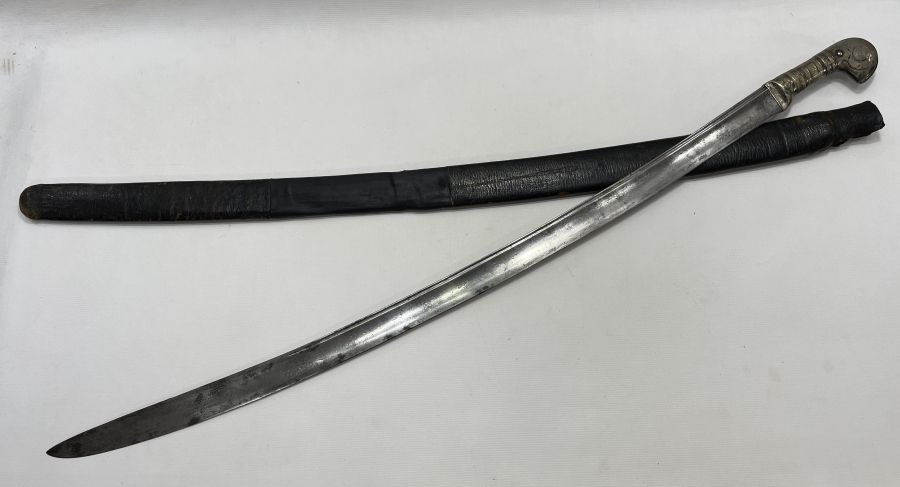 OSMANLI DÖNEMİ OSMANLICA YAZILI GÜMÜŞ SAPLI ORJİNAL KINIINDA ÇERKES ŞAŞKASI