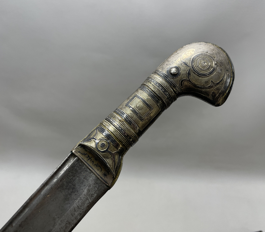 OSMANLI DÖNEMİ OSMANLICA YAZILI GÜMÜŞ SAPLI ORJİNAL KINIINDA ÇERKES ŞAŞKASI