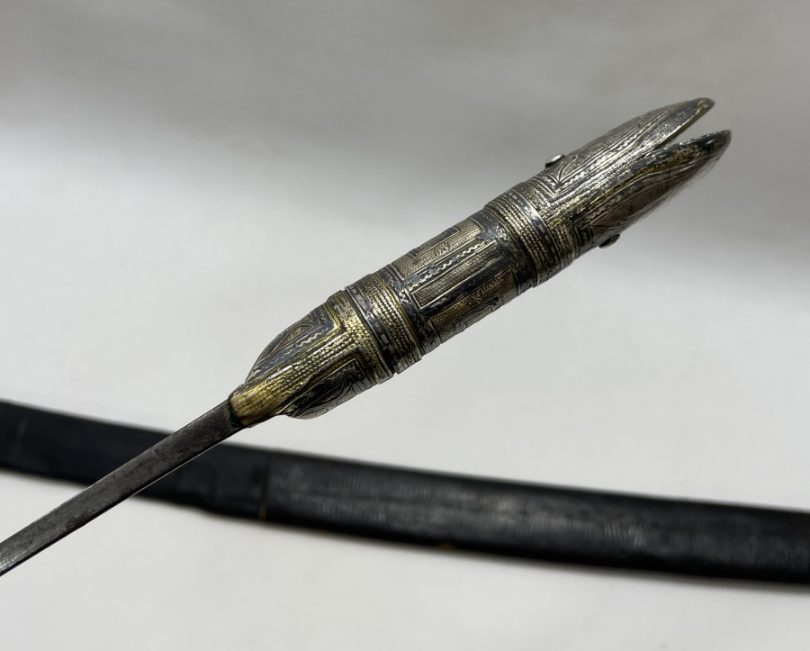 OSMANLI DÖNEMİ OSMANLICA YAZILI GÜMÜŞ SAPLI ORJİNAL KINIINDA ÇERKES ŞAŞKASI