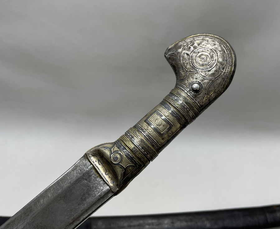 OSMANLI DÖNEMİ OSMANLICA YAZILI GÜMÜŞ SAPLI ORJİNAL KINIINDA ÇERKES ŞAŞKASI