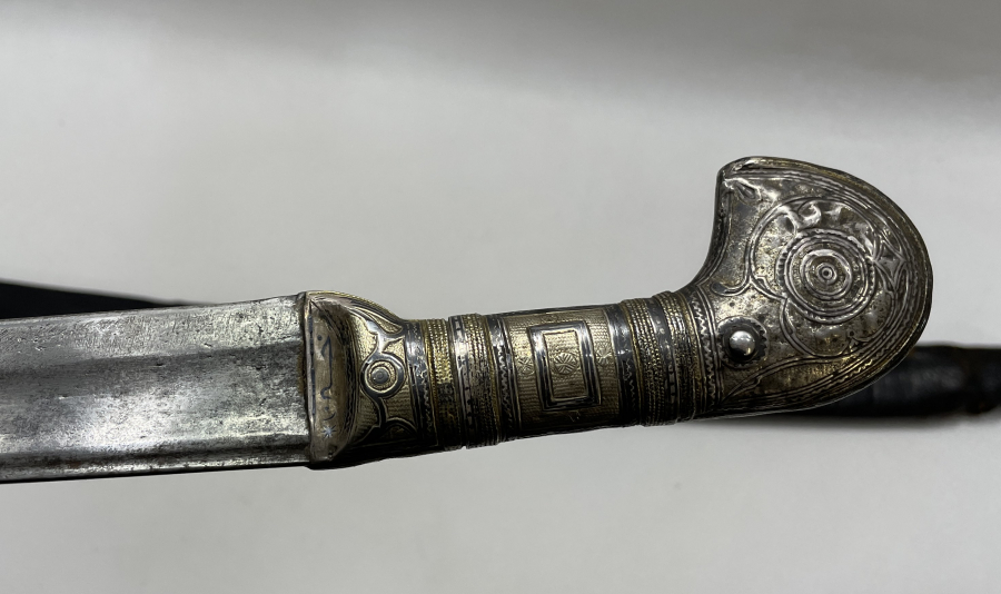 OSMANLI DÖNEMİ OSMANLICA YAZILI GÜMÜŞ SAPLI ORJİNAL KINIINDA ÇERKES ŞAŞKASI